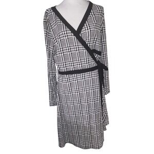 Tommy Hilfiger Houndstooth Wrap Dress Long Sleeve Career Casual 14